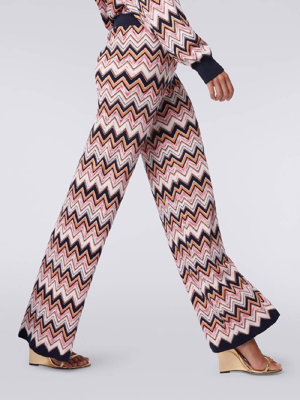 Missoni Pantaloni A Palazzo In Lana E Viscosa Chevron