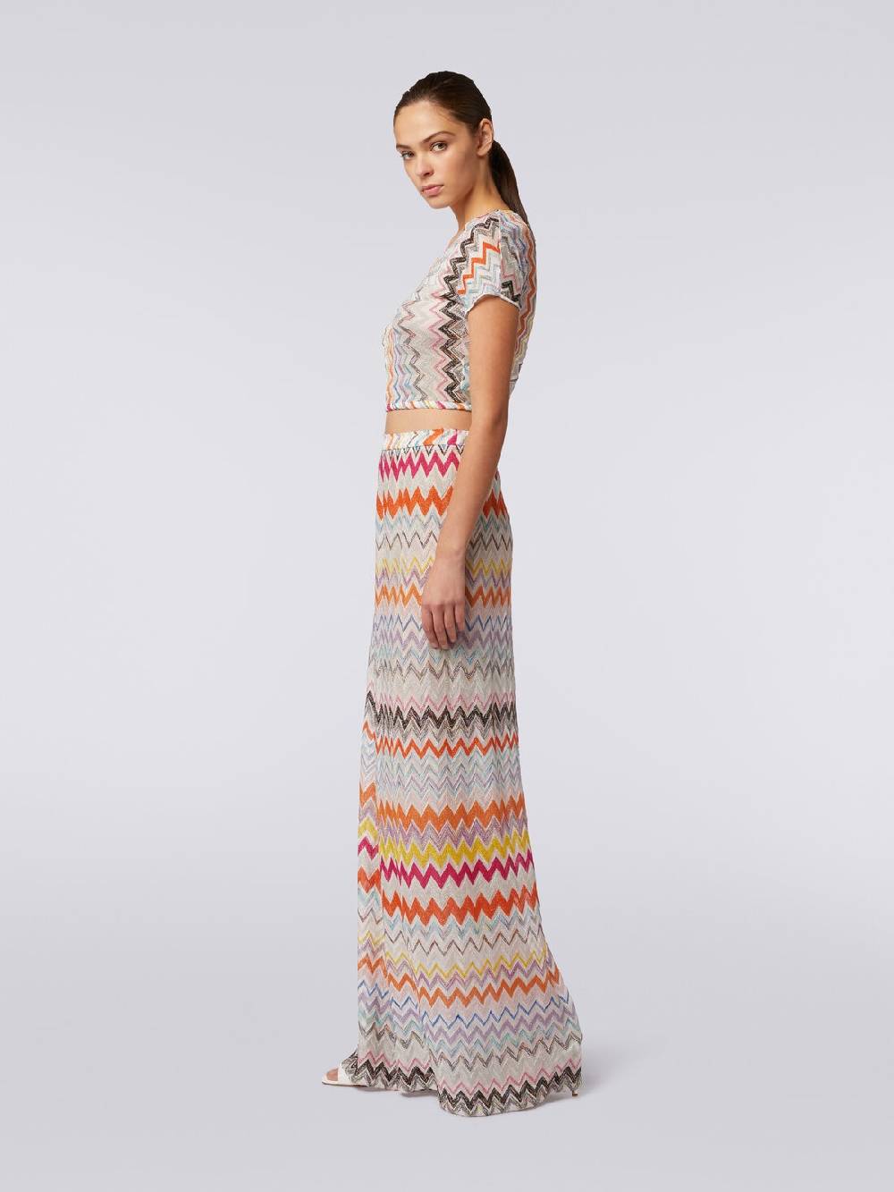 Missoni Pantaloni A Palazzo In Misto Viscosa Chevron Lamé