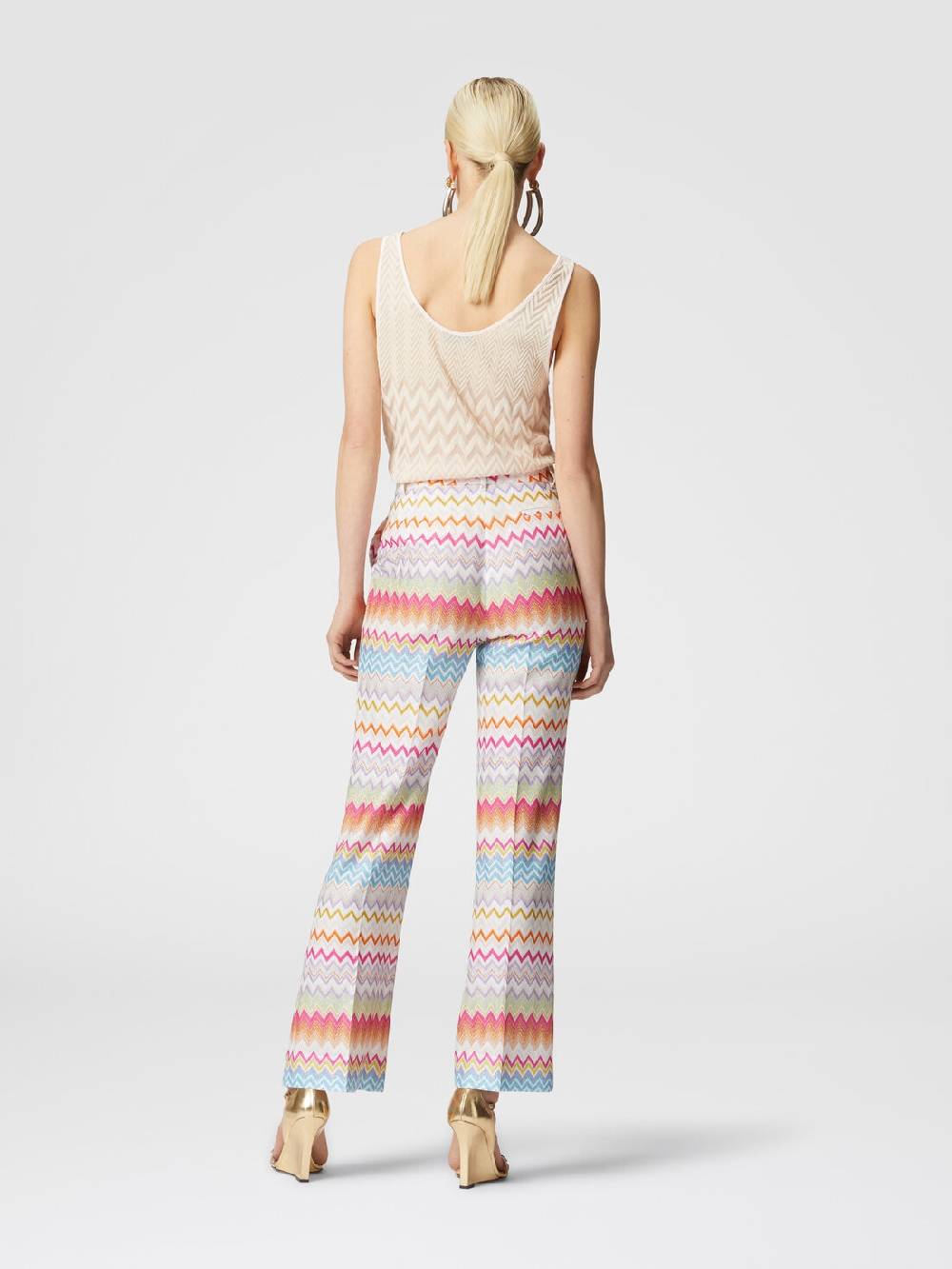 Missoni Pantaloni Capri In Maglia Chevron Lamé Con Paillettes