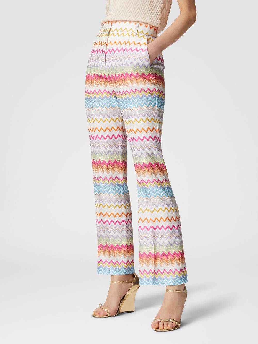 Missoni Pantaloni Capri In Maglia Chevron Lamé Con Paillettes