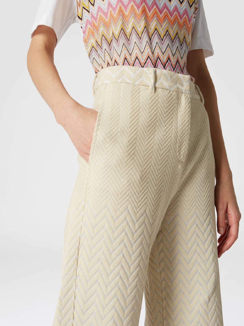 Missoni Pantaloni Classici In Cotone E Viscosa Zig Zag