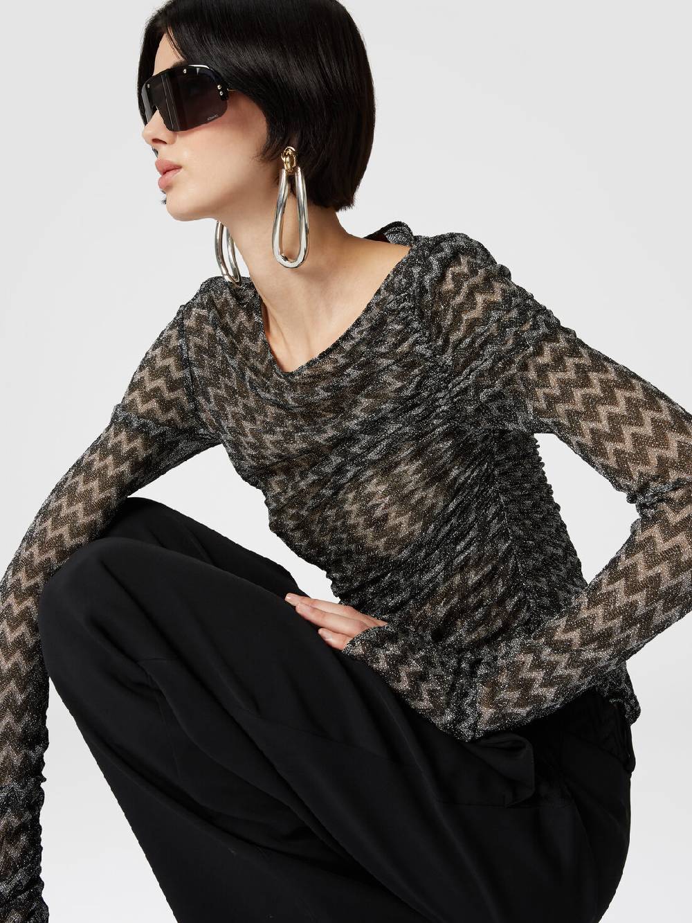 Missoni Pantaloni Classici In Viscosa Con Inserto Chevron