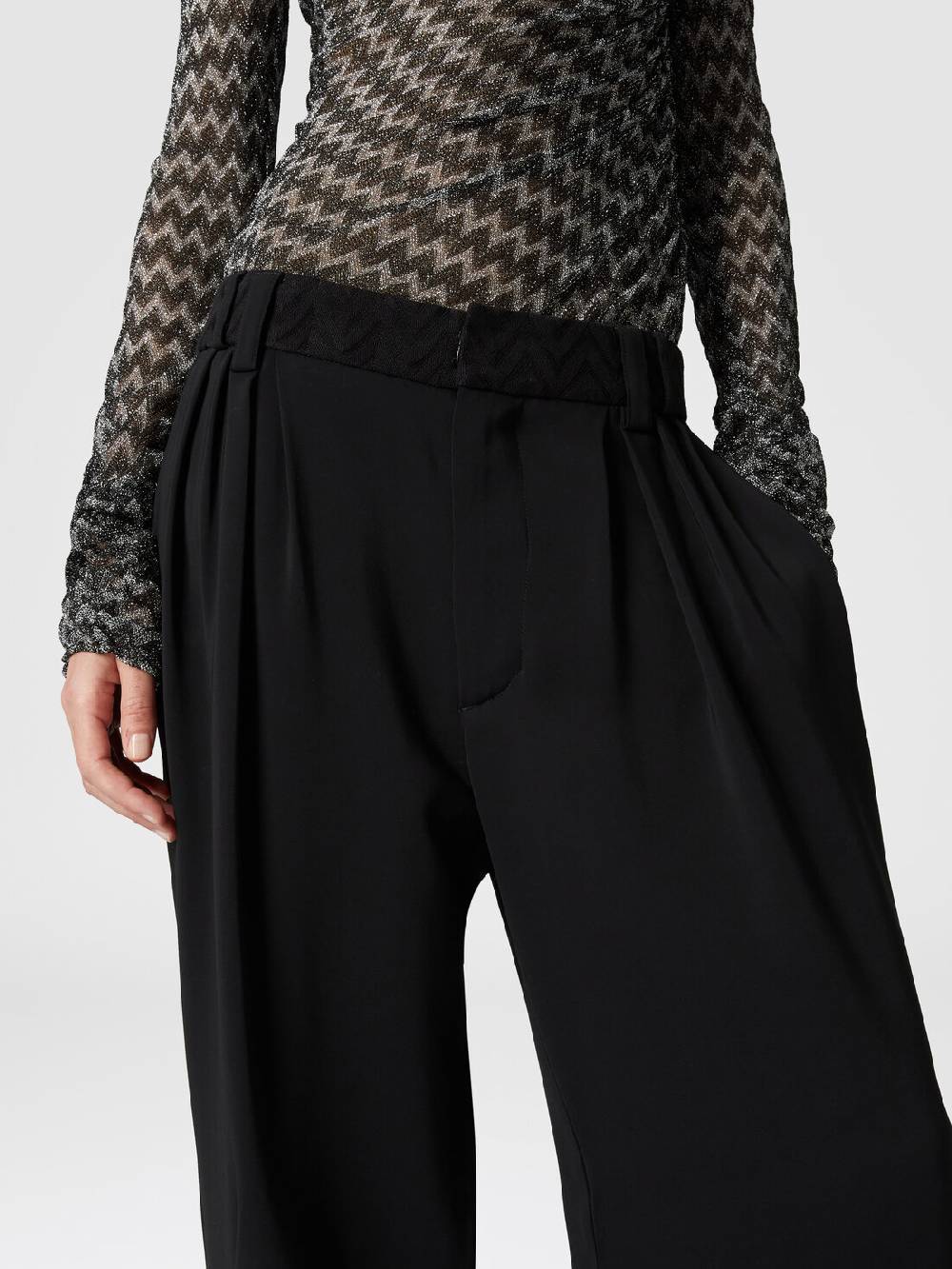 Missoni Pantaloni Classici In Viscosa Con Inserto Chevron