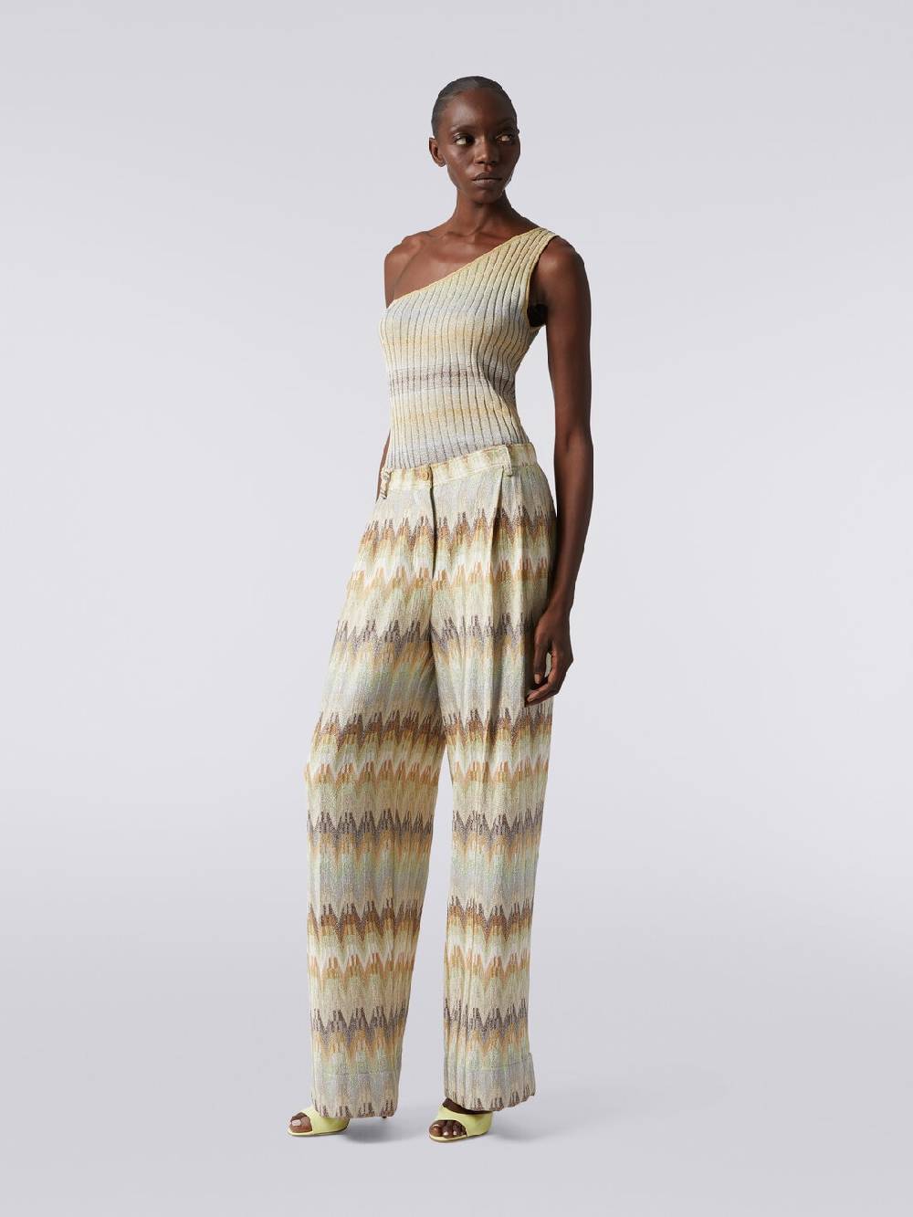 Missoni Pantaloni Classici In Viscosa Zig Zag Con Lurex