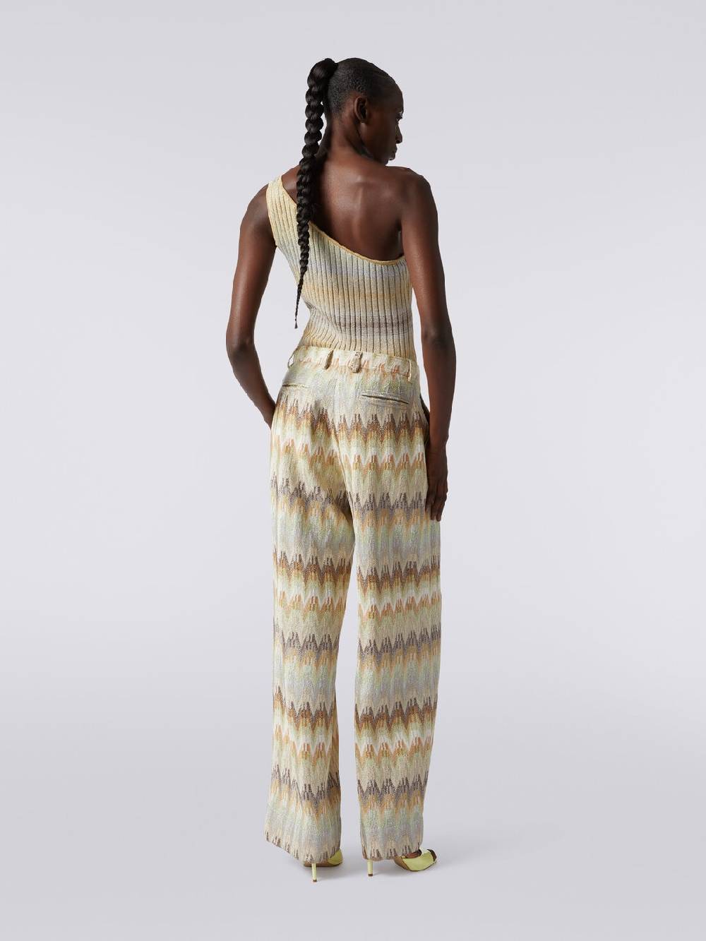 Missoni Pantaloni Classici In Viscosa Zig Zag Con Lurex