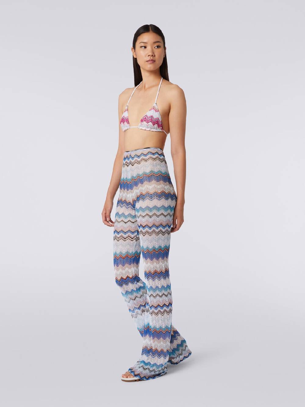 Missoni Pantaloni Copricostume In Crochet Zig Zag Con Lurex
