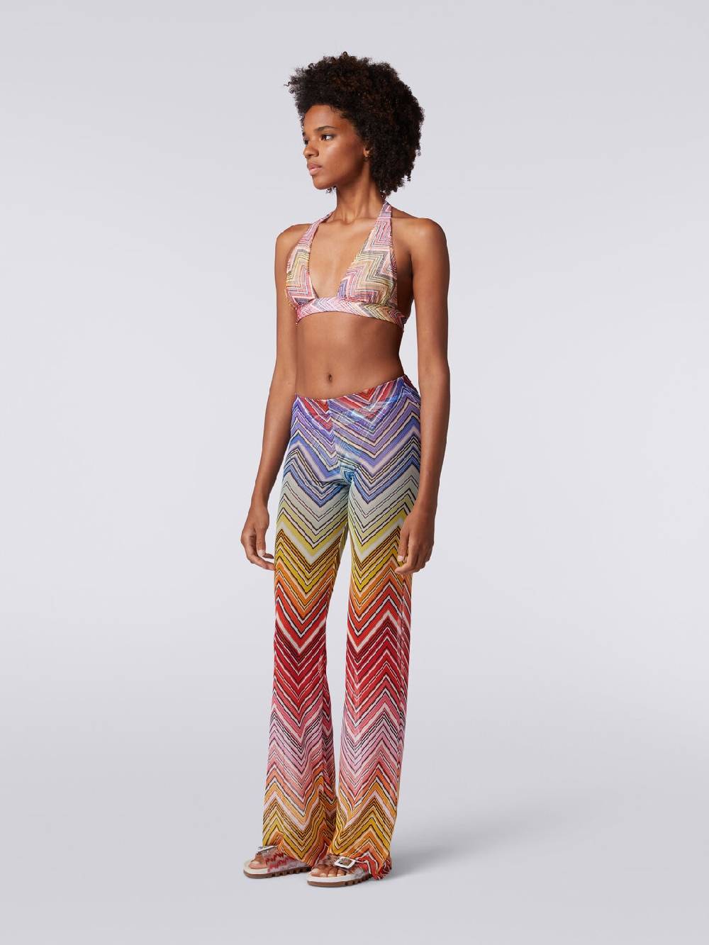 Missoni Pantaloni Copricostume In Tulle Stampa Zig Zag