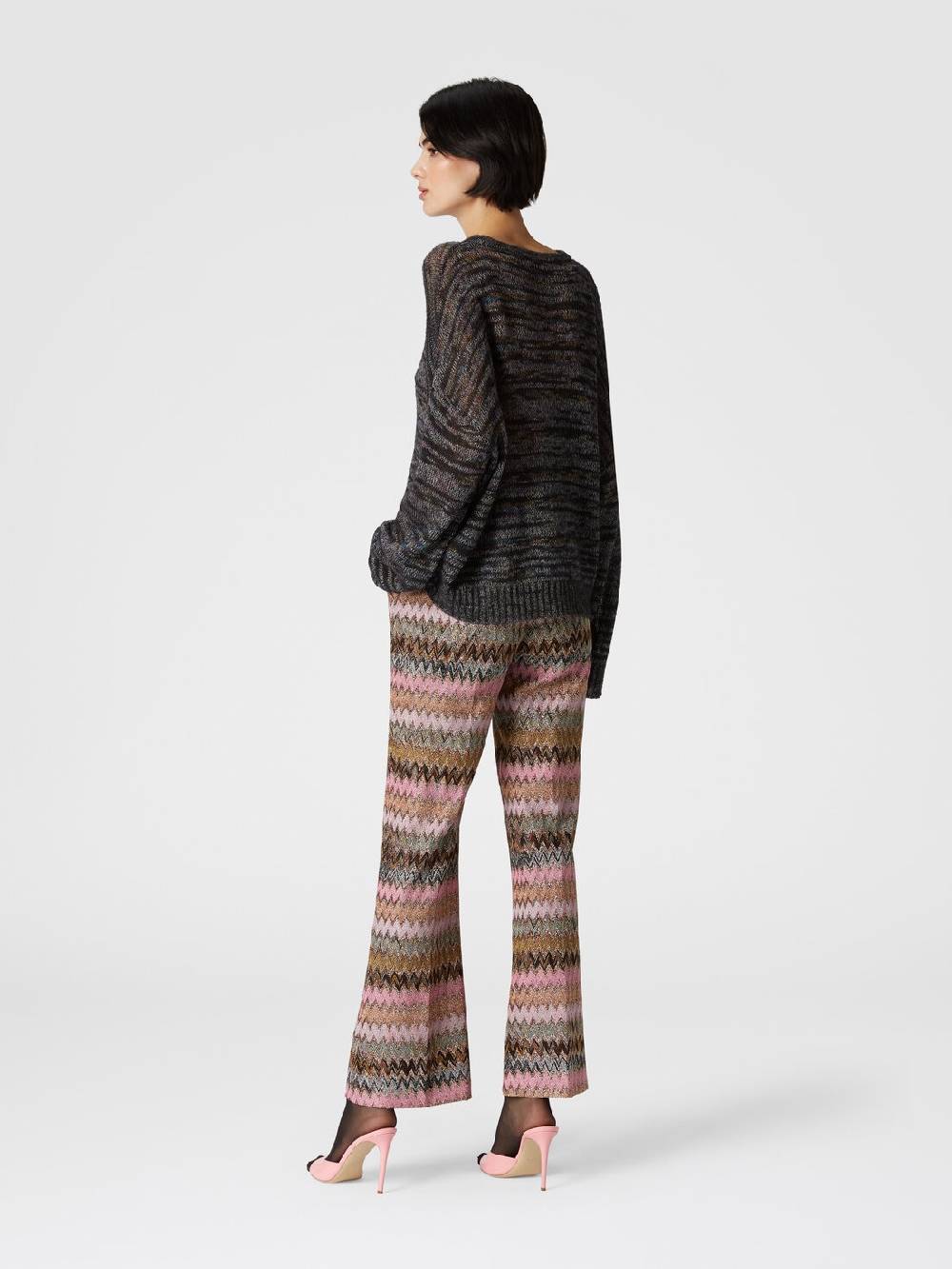Missoni Pantaloni Crop In Misto Viscosa Zig Zag Lamé