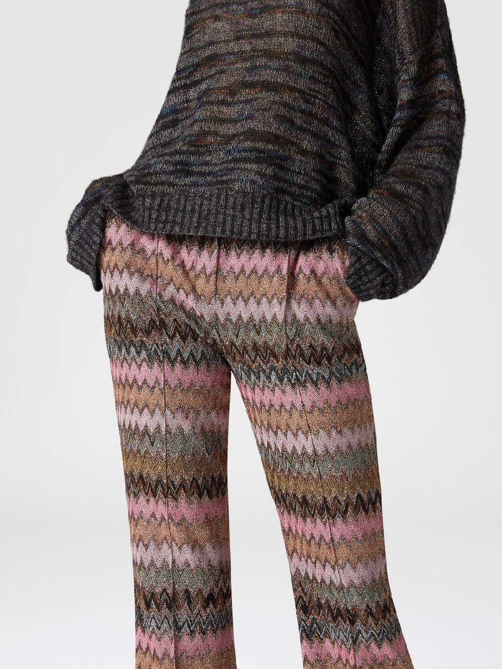 Missoni Pantaloni Crop In Misto Viscosa Zig Zag Lamé