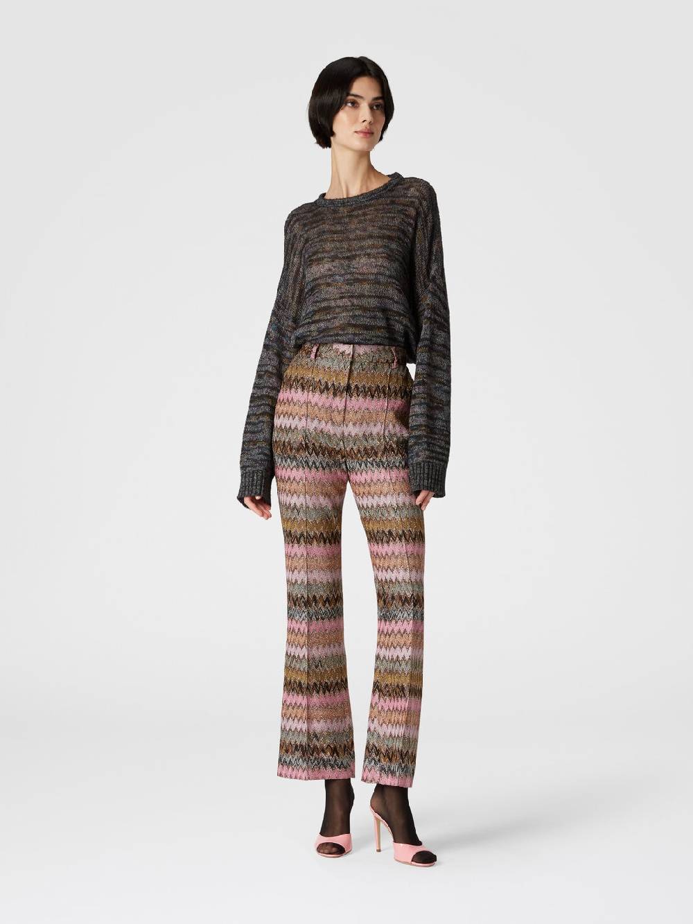 Missoni Pantaloni crop in misto viscosa zig zag lamé