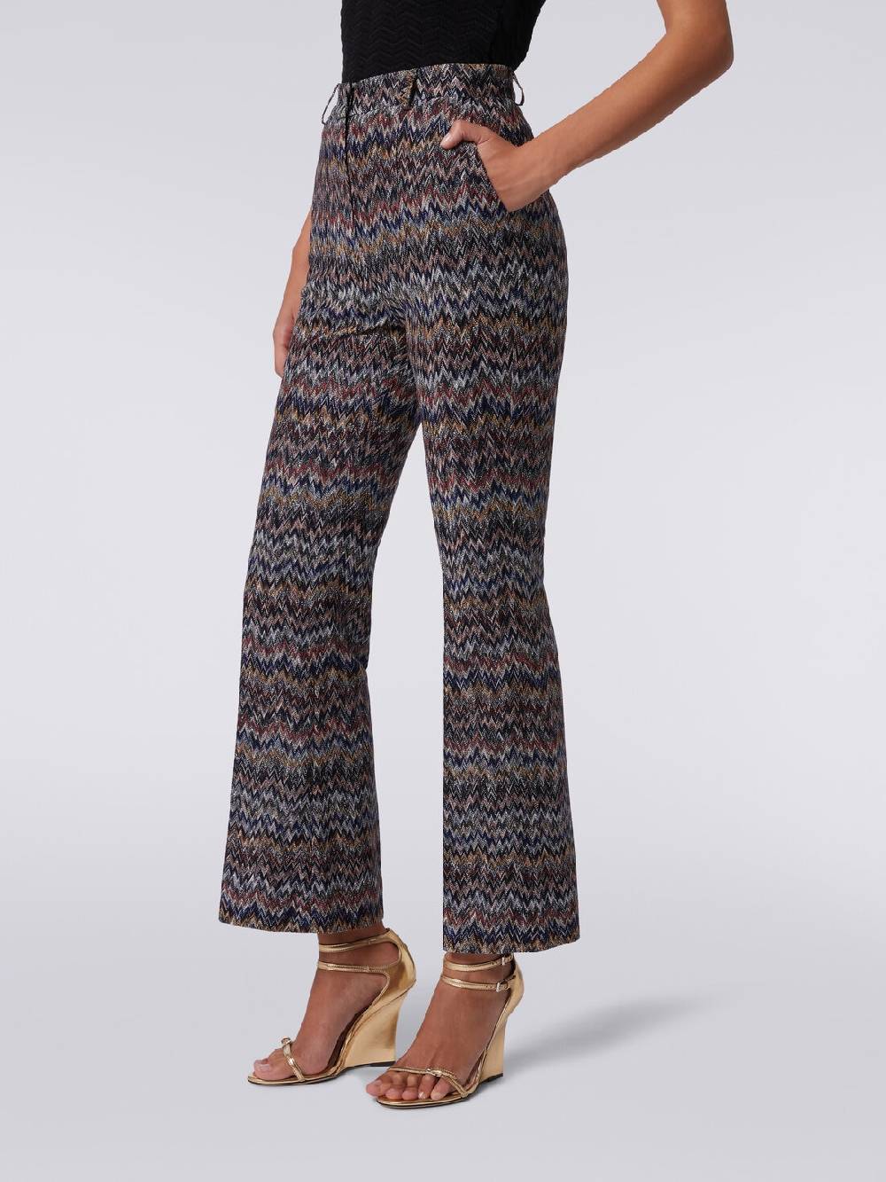 Missoni Pantaloni Cropped In Misto Viscosa Lamé Zig Zag