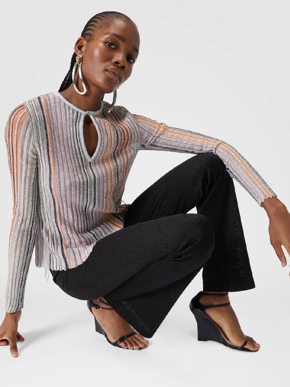 Missoni Pantaloni Dritti In Viscosa Effetto Glitter