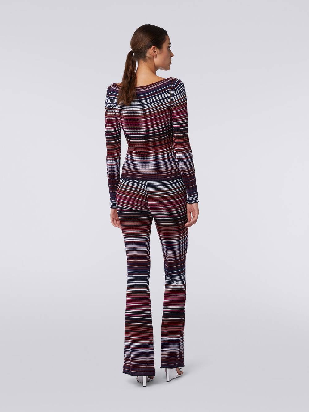 Missoni Pantaloni Flare In Maglia Di Cotone E Viscosa A Righe