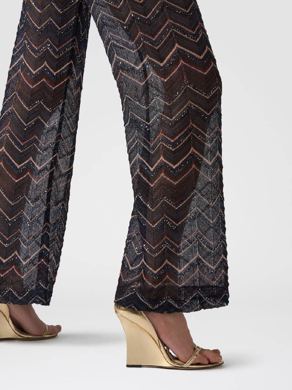 Missoni Pantaloni In Maglia Zig Zag Con Lurex E Paillettes