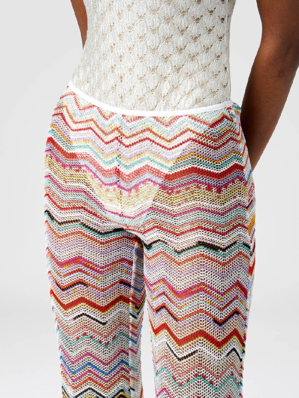Missoni Pantaloni Svasati In Crochet Zig Zag Con Lurex