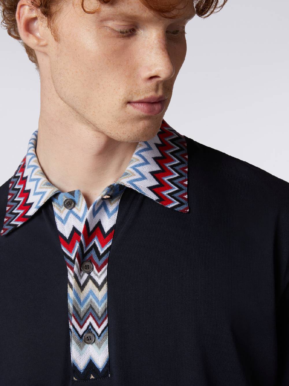Missoni Polo A Maniche Corte In Cotone Con Inserti Zig Zag