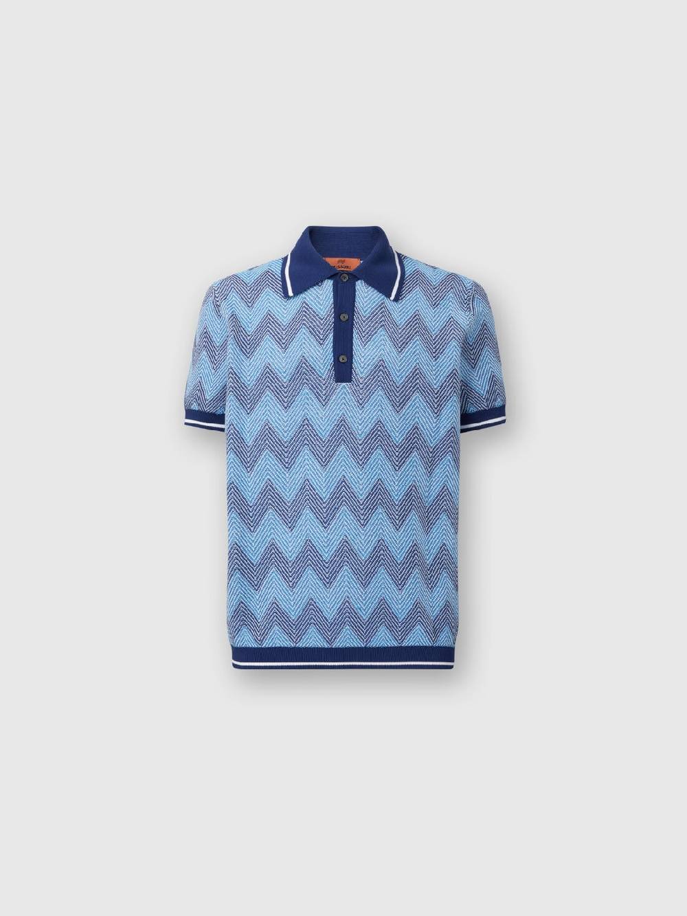 Missoni Polo A Maniche Corte In Cotone Zig Zag Con Profili A Contrasto