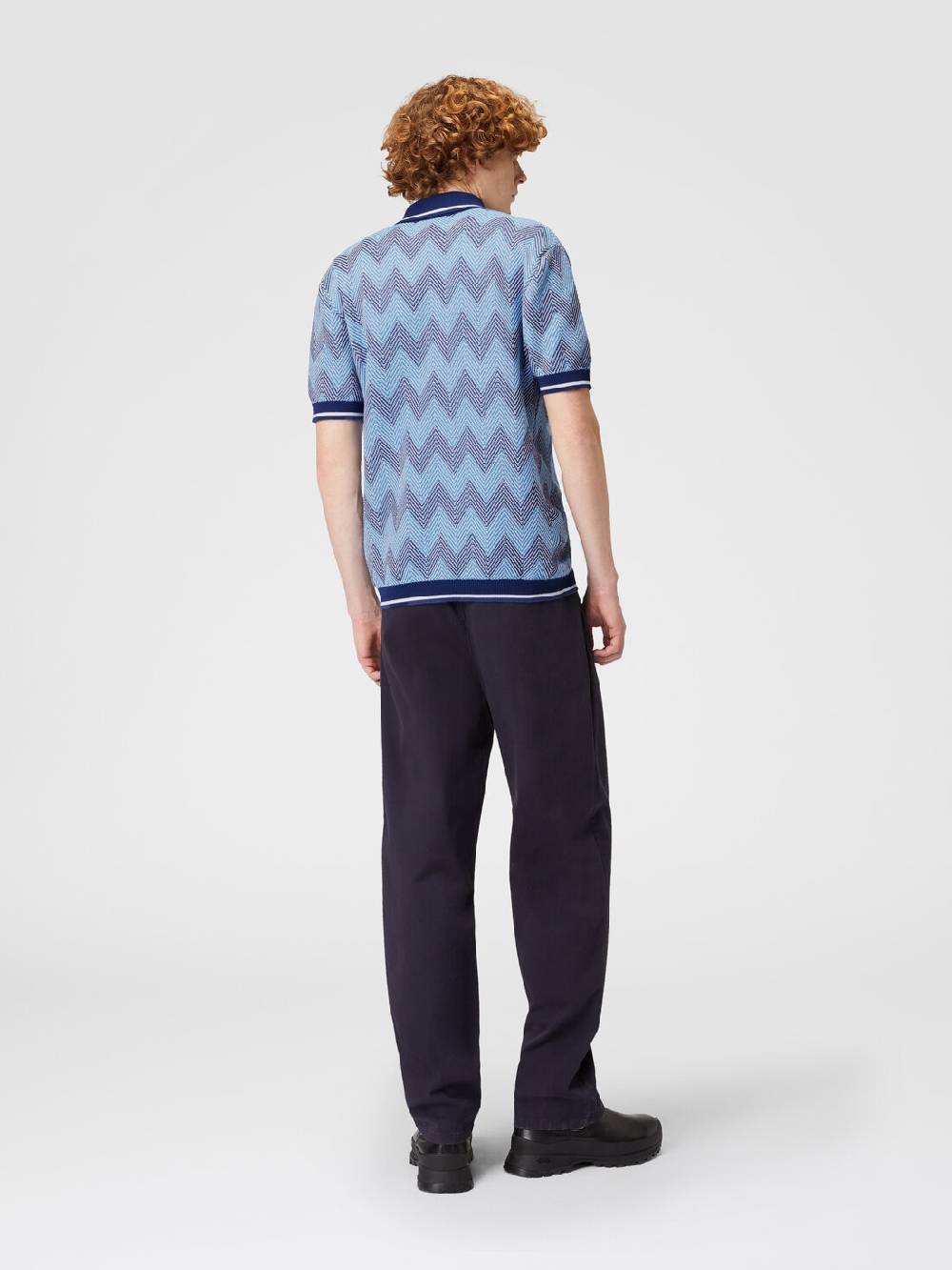 Missoni Polo A Maniche Corte In Cotone Zig Zag Con Profili A Contrasto