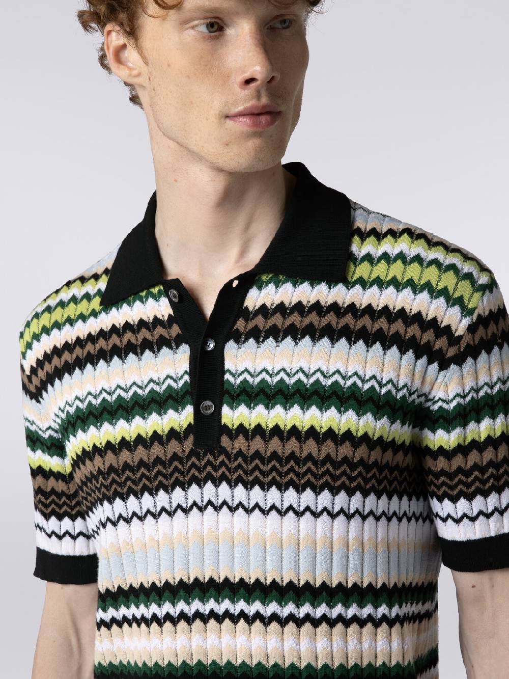 Missoni Polo A Maniche Corte In Maglia Di Cotone Zig Zag