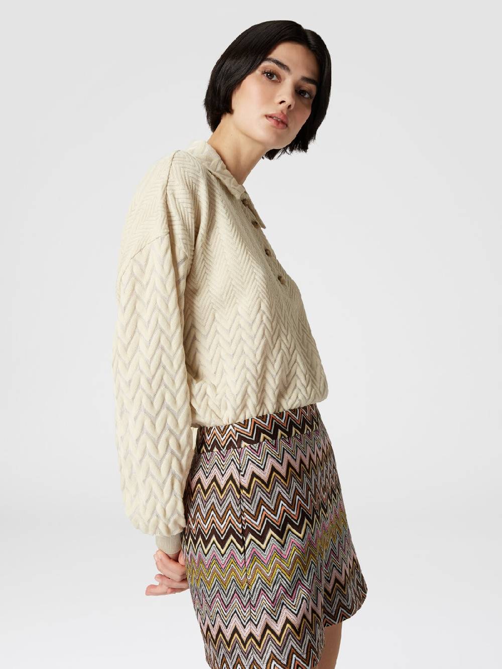 Missoni Polo A Maniche Lunghe Con Chevron Tono Su Tono