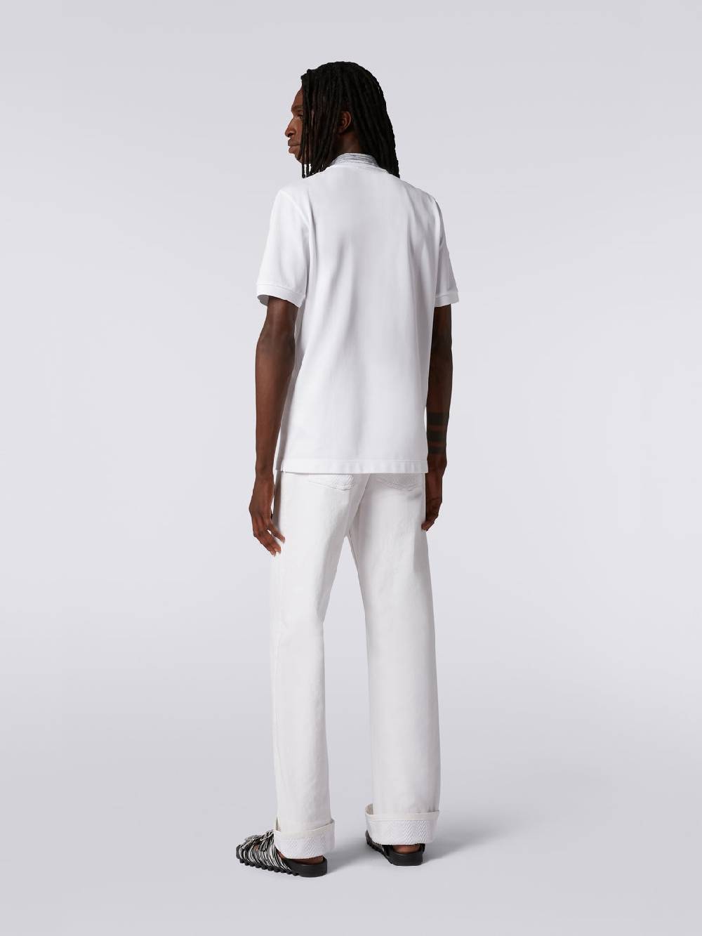 Missoni Polo In Cotone Con Colletto Fiammato E Scritta Logo