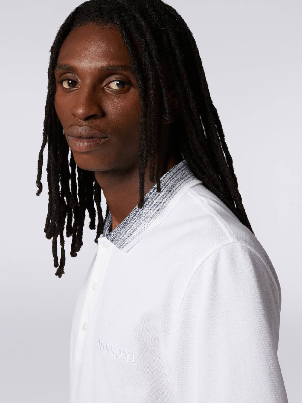 Missoni Polo In Cotone Con Colletto Fiammato E Scritta Logo