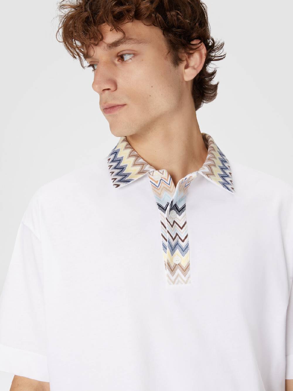 Missoni Polo In Jersey Di Cotone Con Inserti In Maglia Chevron
