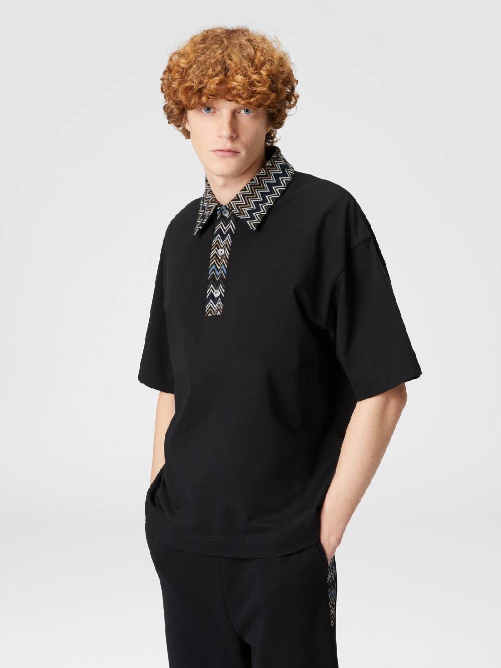 Missoni Polo In Jersey Di Cotone Con Inserti In Maglia Chevron