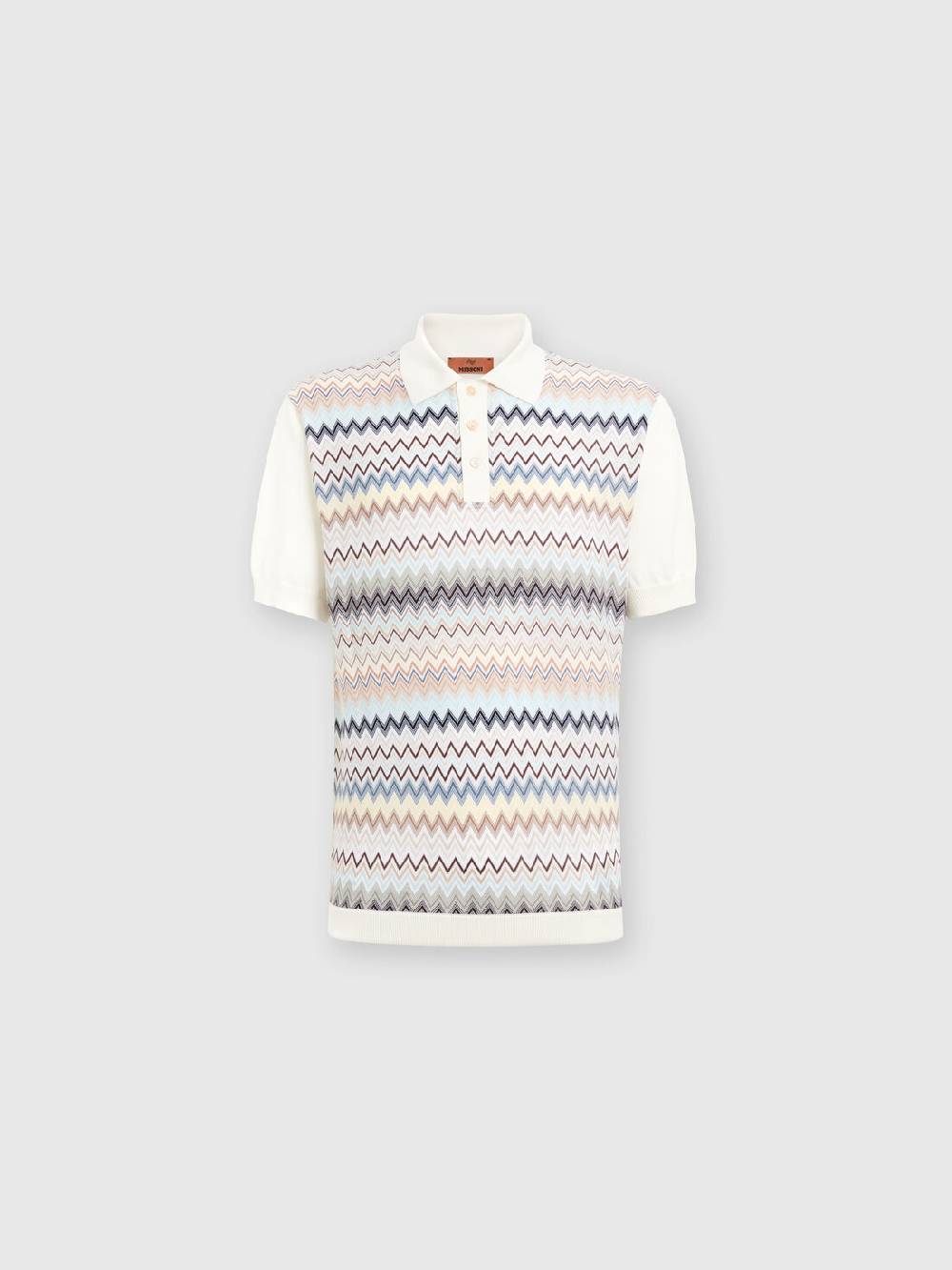 Missoni Polo In Maglia Di Cotone Zig Zag Con Inserti Tinta Unita