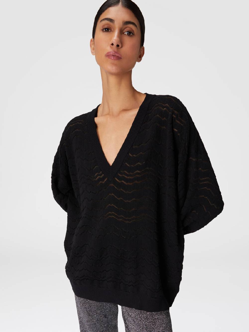 Missoni Pullover Con Scollatura A V E Zig Zag Tono Su Tono