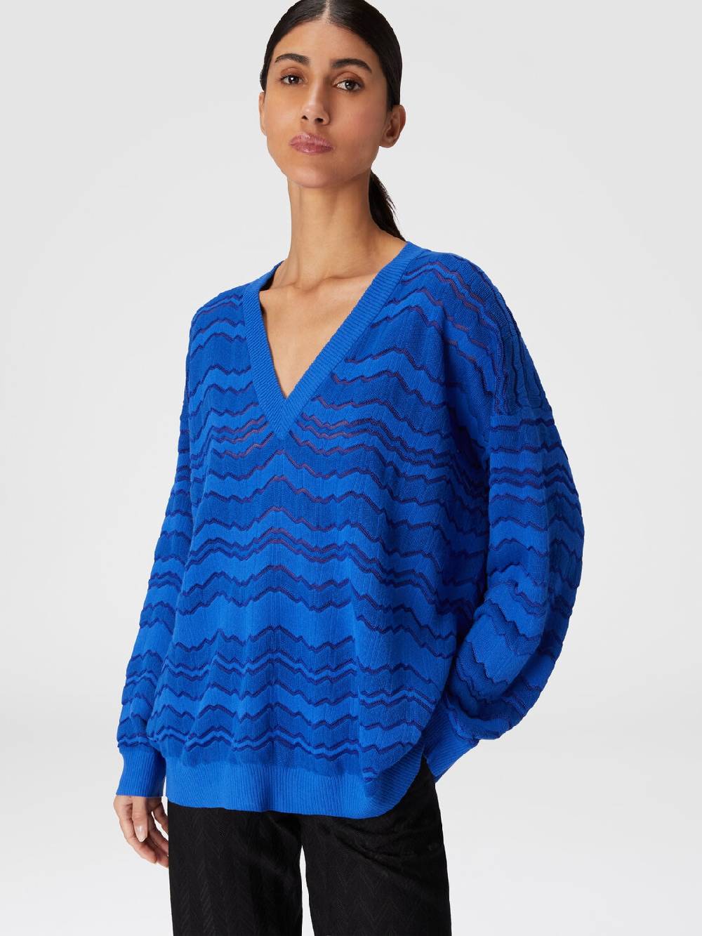 Missoni Pullover Con Scollatura A V E Zig Zag Tono Su Tono