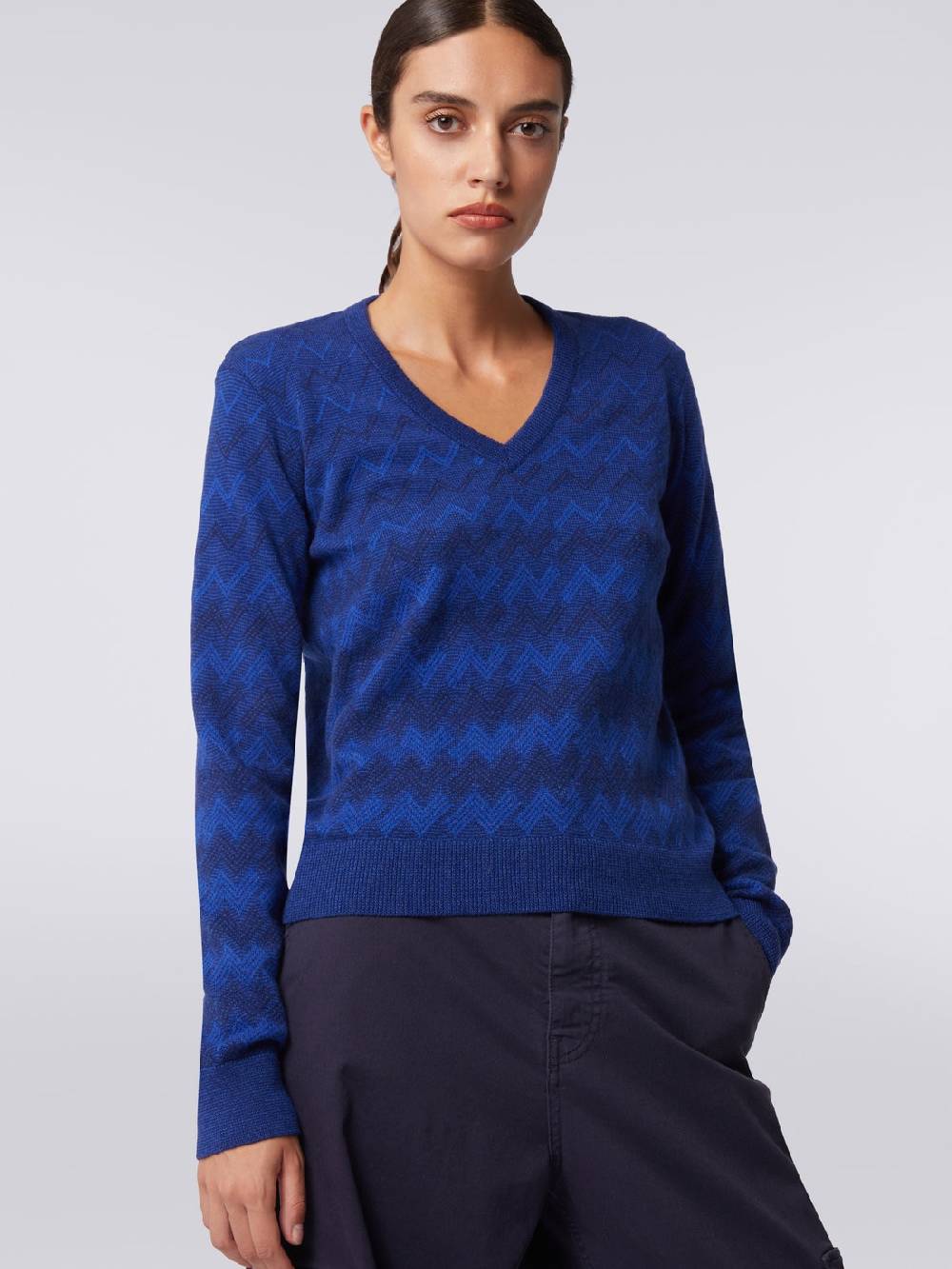 Missoni Pullover Con Scollo A V In Cachemire Con Zig Zag