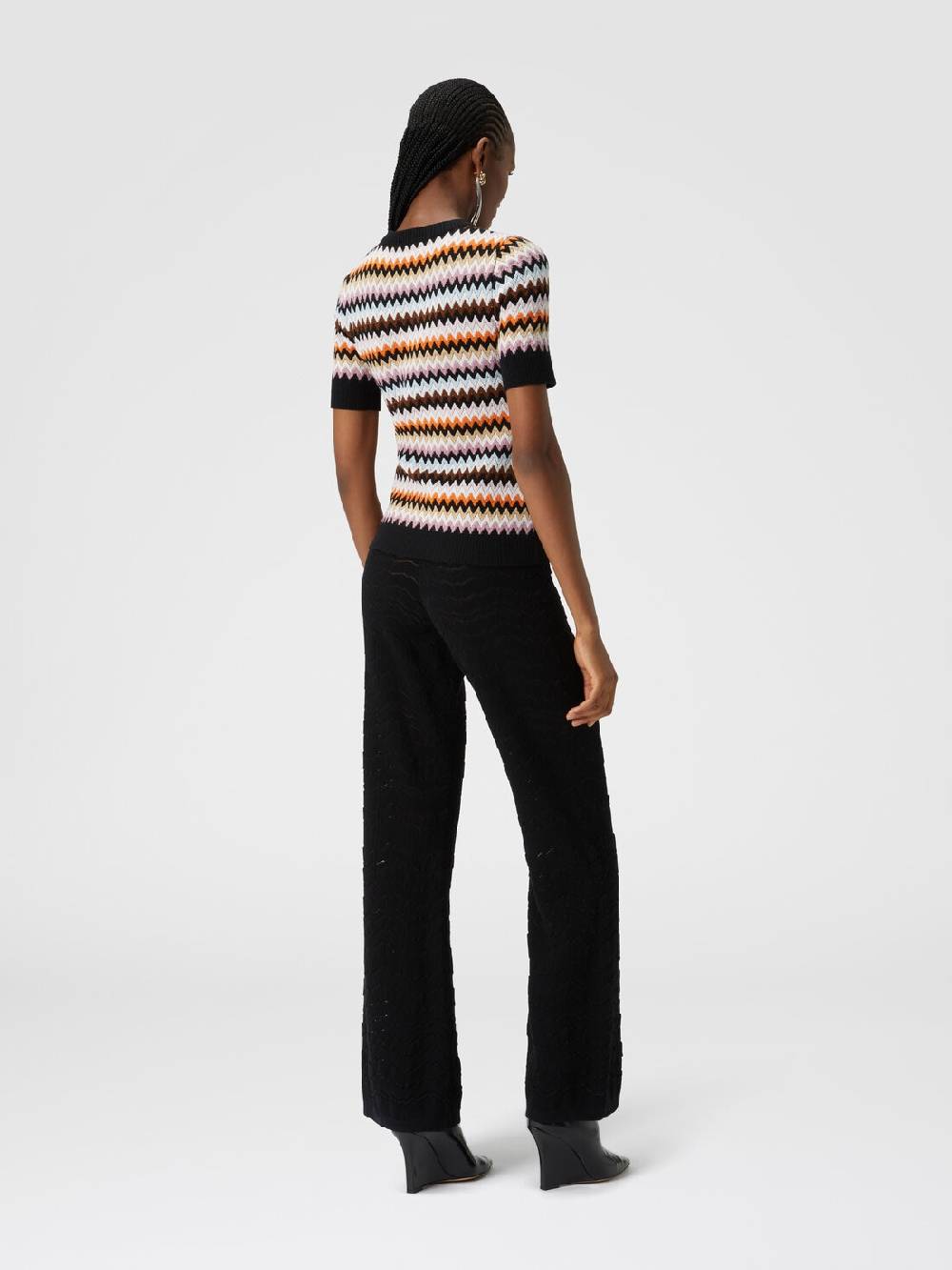 Missoni Pullover Girocollo A Maniche Corte In Lana Zig Zag