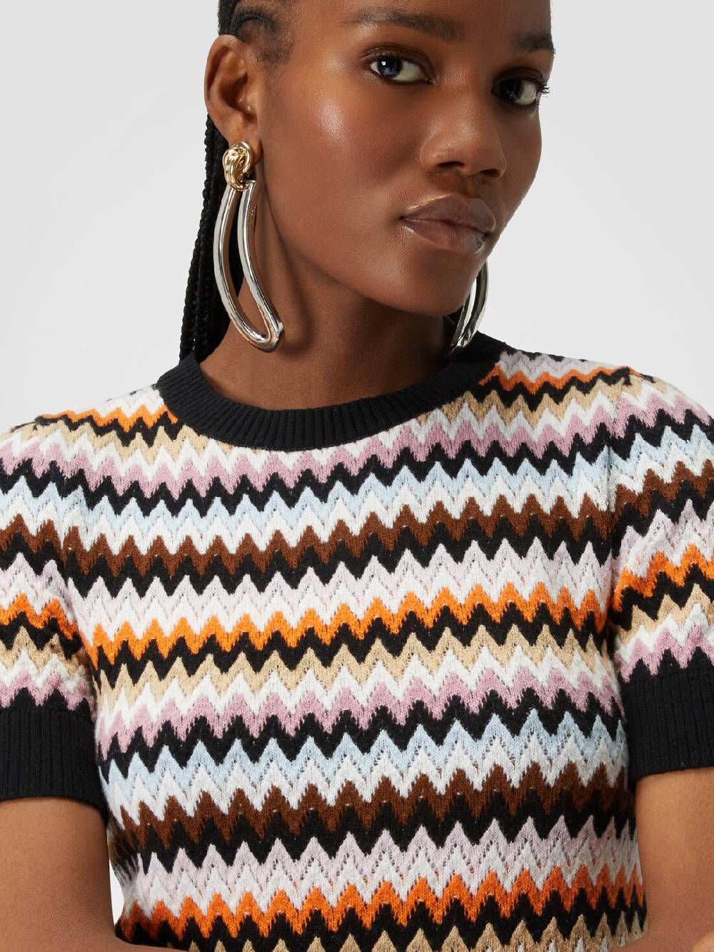 Missoni Pullover Girocollo A Maniche Corte In Lana Zig Zag
