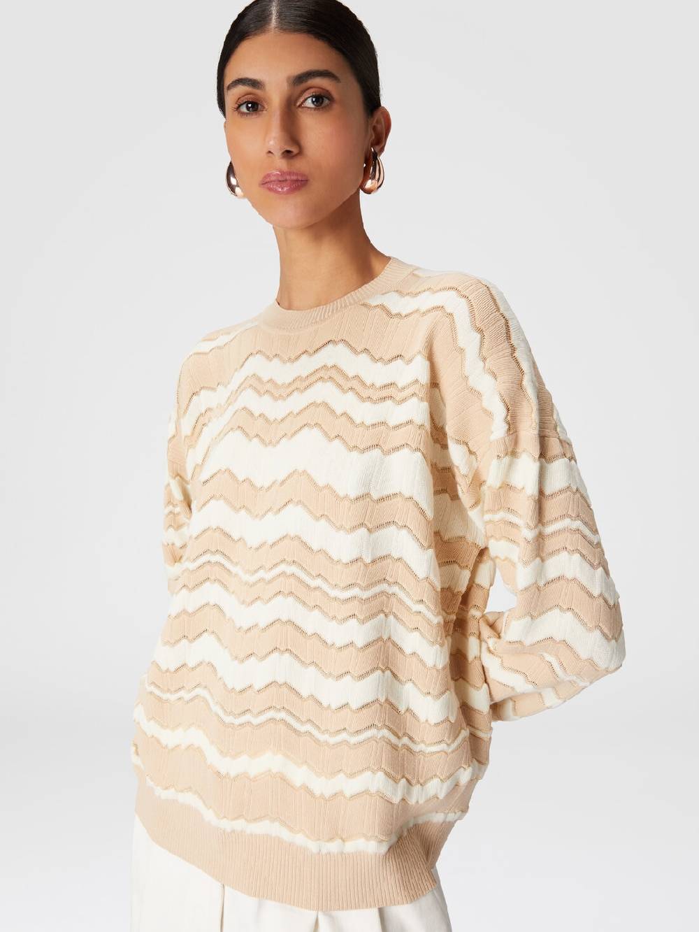 Missoni Pullover Girocollo Con Zig Zag Tono Su Tono