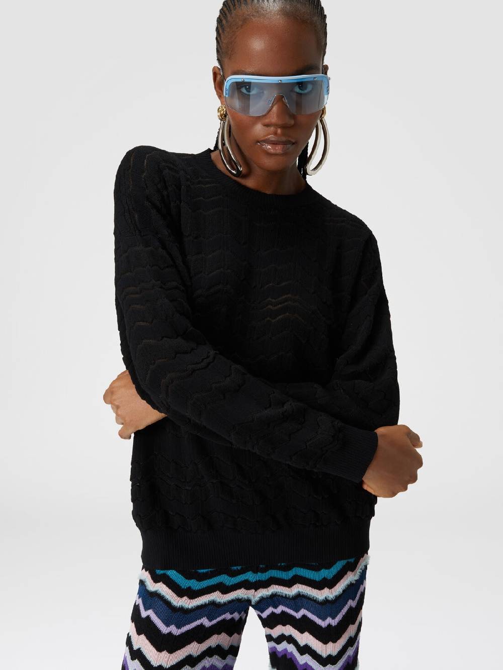 Missoni Pullover Girocollo Con Zig Zag Tono Su Tono