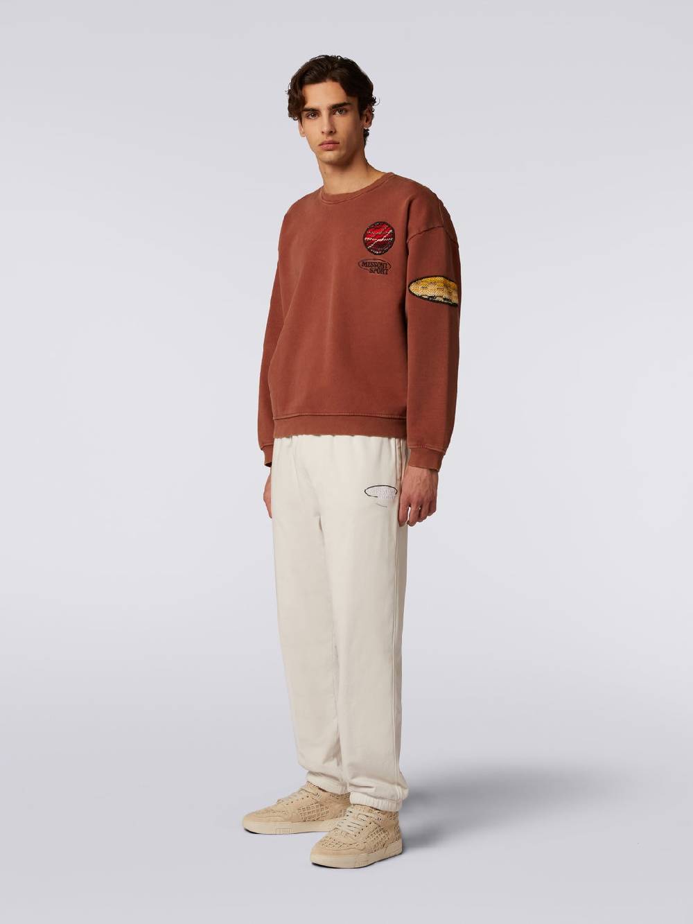 Missoni Pullover Girocollo In Felpa Di Cotone Con Inserto In Maglia