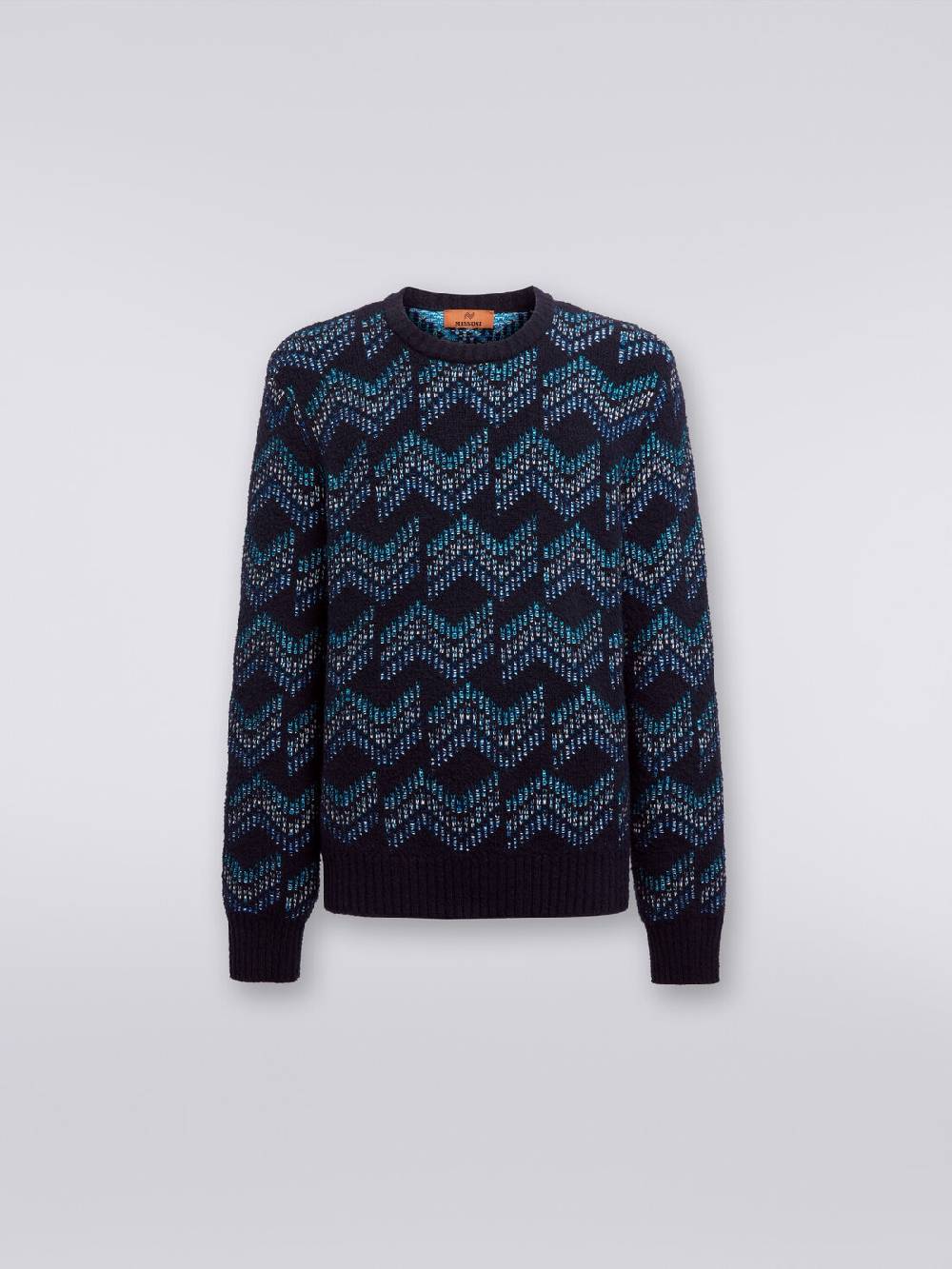 Missoni Pullover Girocollo In Misto Cotone Motivo Zig Zag