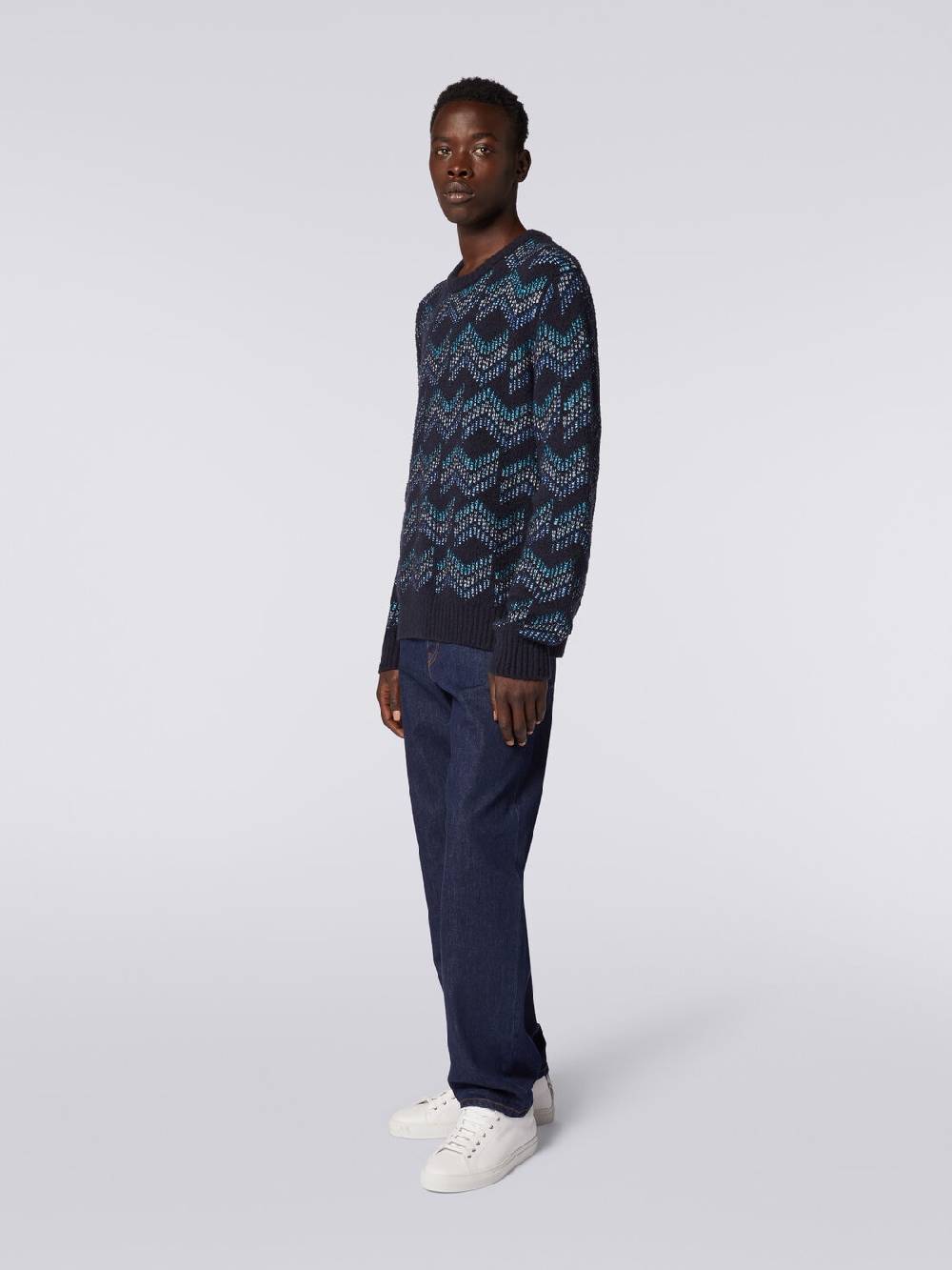 Missoni Pullover Girocollo In Misto Cotone Motivo Zig Zag