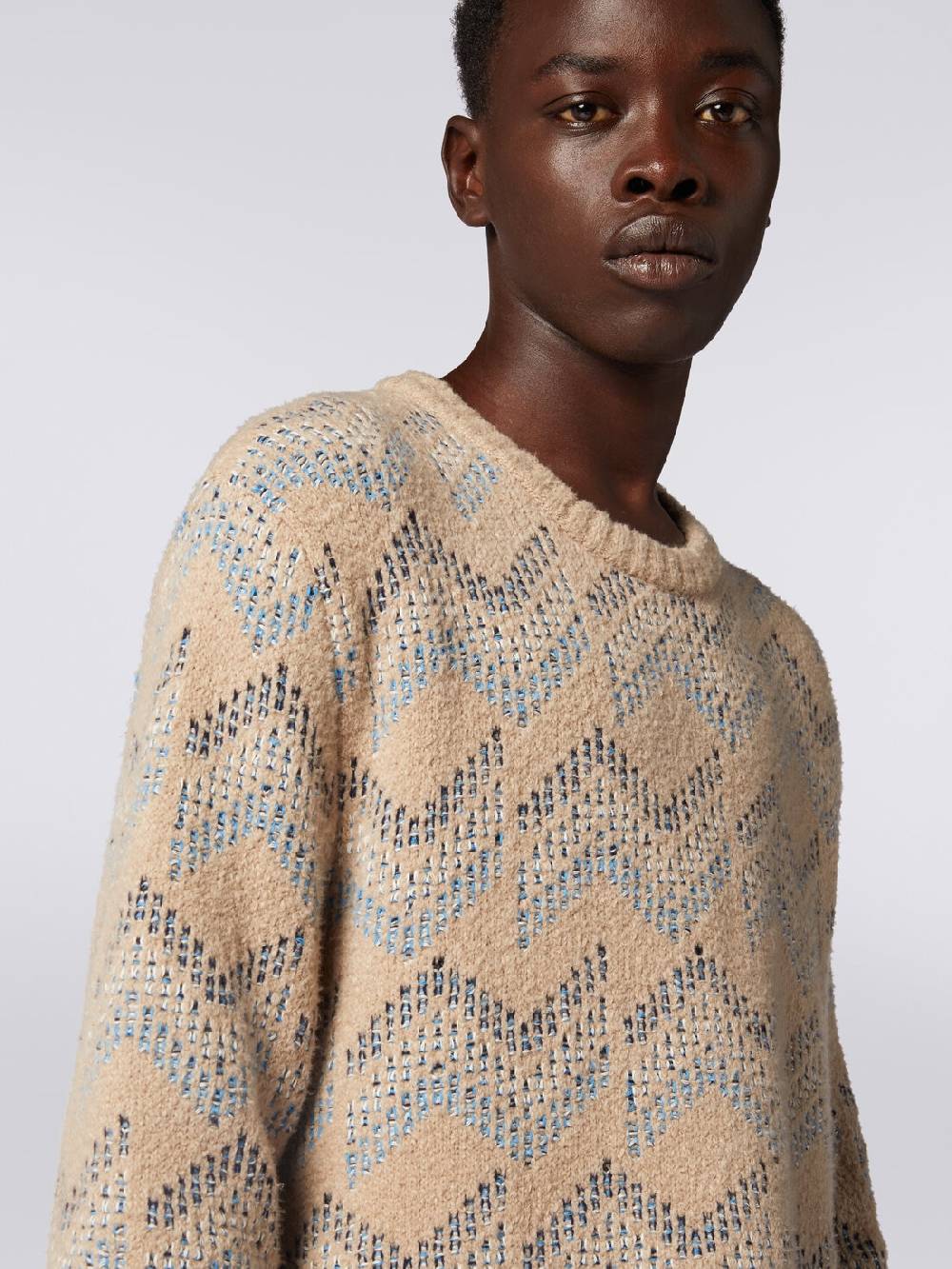 Missoni Pullover Girocollo In Misto Cotone Motivo Zig Zag