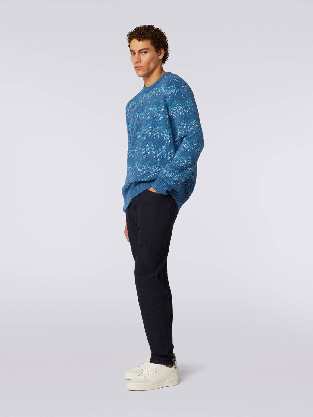 Missoni Pullover Girocollo In Misto Cotone Motivo Zig Zag