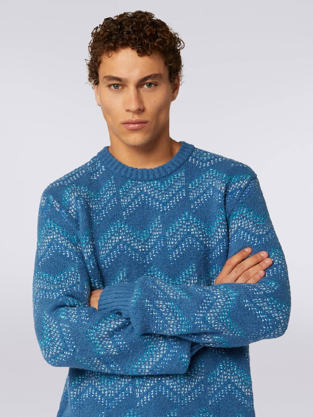 Missoni Pullover Girocollo In Misto Cotone Motivo Zig Zag
