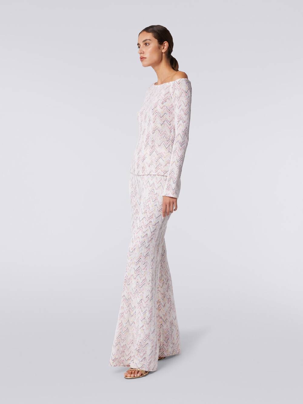 Missoni Pullover In Lana E Viscosa Chevron Con Scollatura Asimmetrica