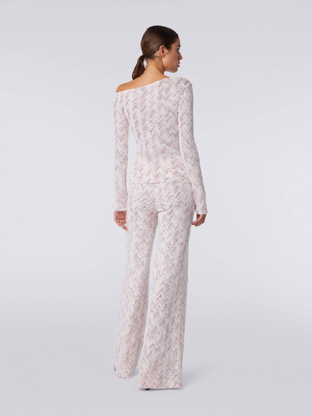 Missoni Pullover In Lana E Viscosa Chevron Con Scollatura Asimmetrica