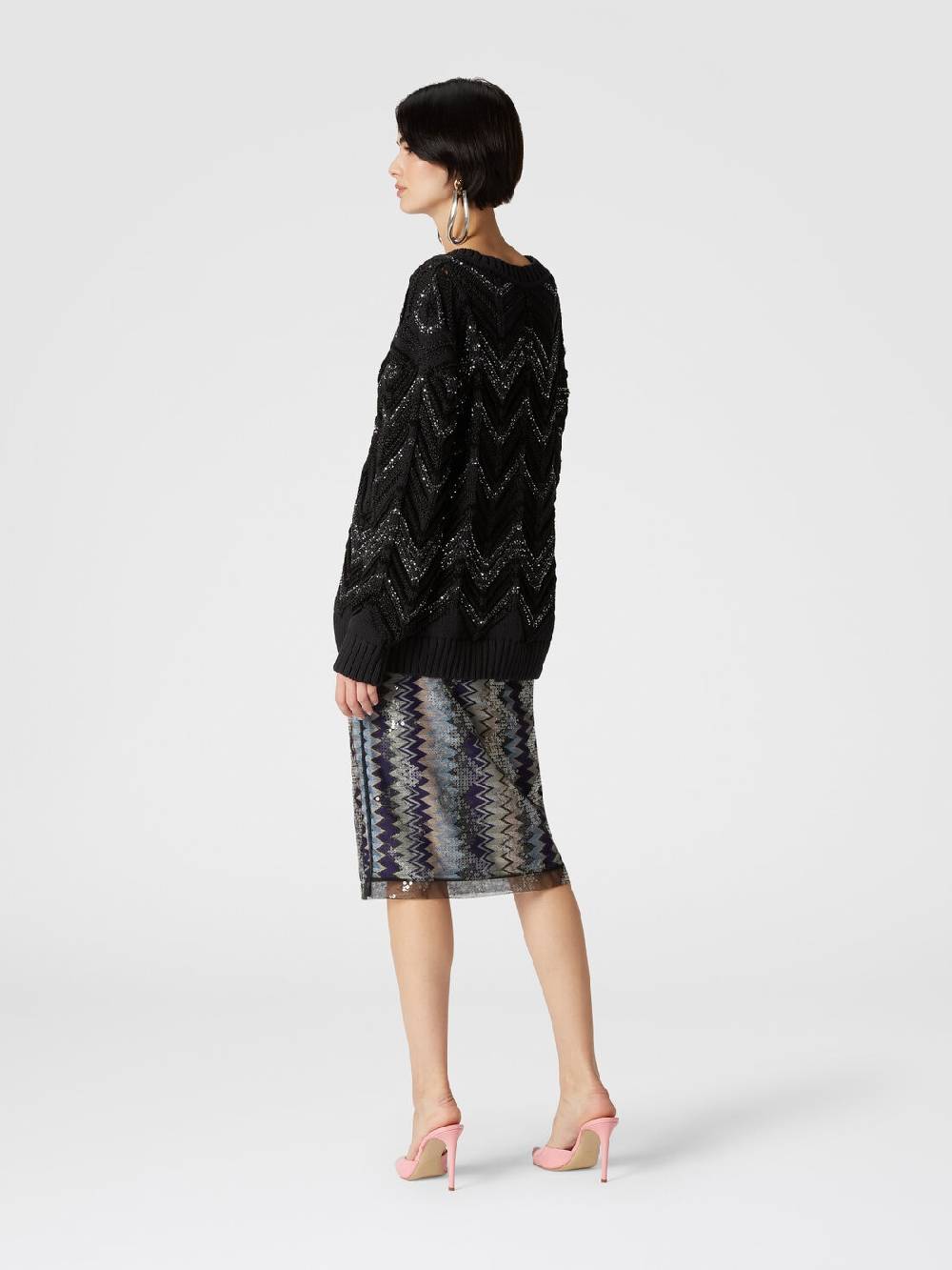Missoni Pullover Oversize Con Motivo Zig Zag E Paillettes