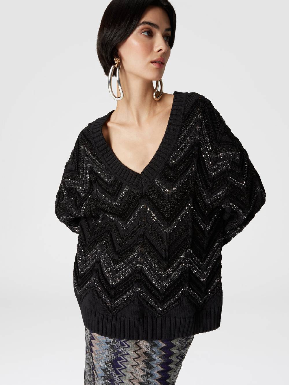Missoni Pullover Oversize Con Motivo Zig Zag E Paillettes
