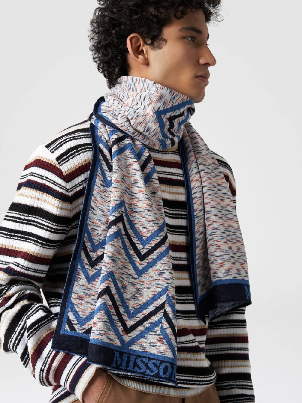 Missoni Sciarpa In Cotone Con Multilavorazione E Logo