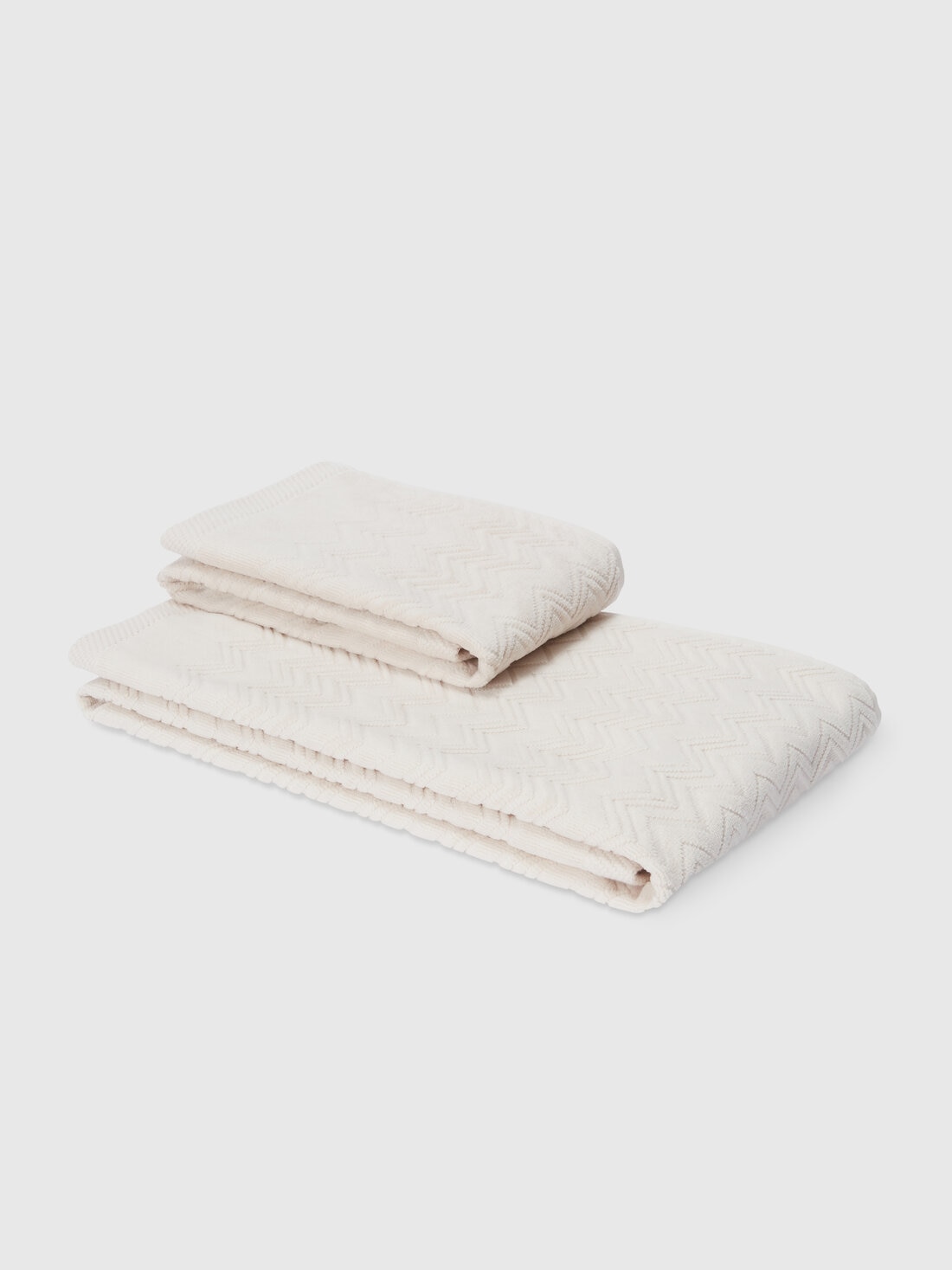 Missoni Set 2 Pezzi Di Asciugamani Da Bagno Chalk In Spugna Di Cotone Zig Zag