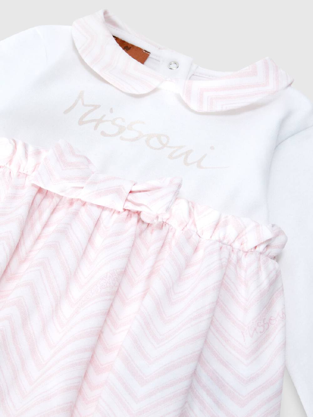 Missoni Set Tre Pezzi Con Tutina, Zuccotto E Bavaglino In Cotone Con Inserti Zig Zag