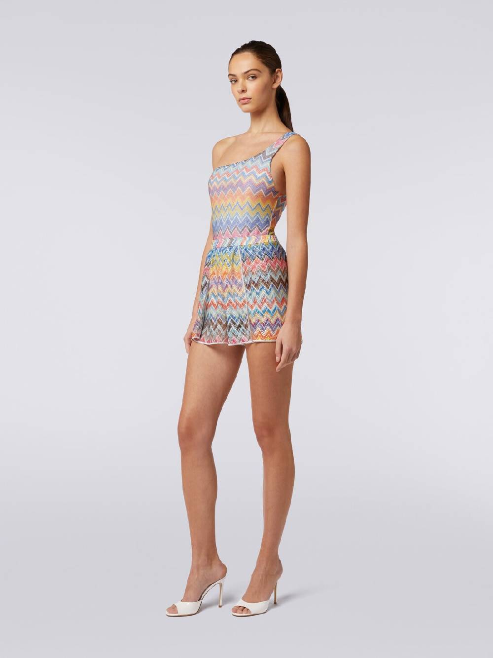 Missoni Shorts Copricostume Con Stampa Zig Zag E Lurex